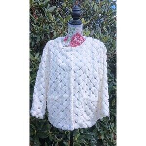 Collection Eighteen Faux Fur Silver Bling White Large Women's Snap Lined Jacket